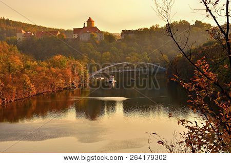 Castle Veveri - City Of Brno, Czech Republic - Europe. Beautiful Autumn Landscape With Castle. Brno