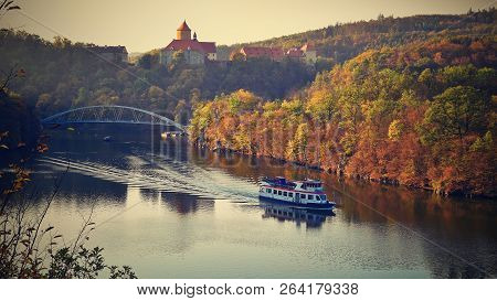 Castle Veveri - City Of Brno, Czech Republic - Europe. Beautiful Autumn Landscape With Castle. Brno