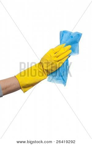 Fensterdarstellung Person abwischen mit Lappen