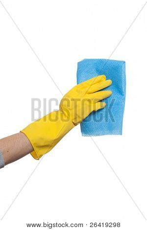 Fensterdarstellung Person abwischen mit Lappen