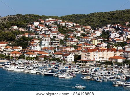 Trogir, Croatia, July 24, 2018: Trogir, A Historic Town And Harbor On The Adriatic Coast Of Croatia,