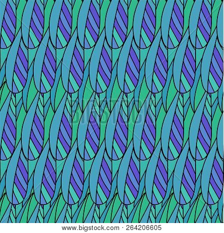 Abstract Peacock Feathers Simple Seamless Vector Pattern