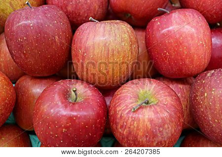 Heap Of Fresh Red Apple Fruits For Background Or Banner