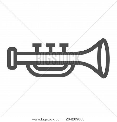 Trumpet Line Icon, Musical And Instrument, Bugle Sign, Vector Graphics, A Linear Pattern On A White 
