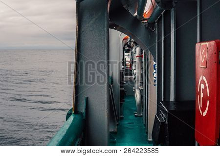 View From Ship Or Vessel Deck To Open Sea - Beautiful Seascape