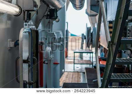 View Of Ships Or Vessel Deck. Marine Job Onboard