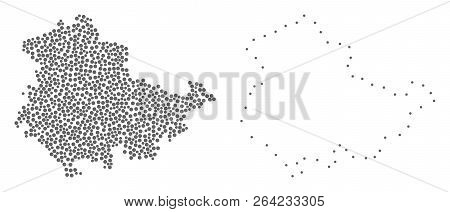 Dot And Frame Map Of Thuringia State Formed With Dots. Vector Grey Abstraction Of Map Of Thuringia S