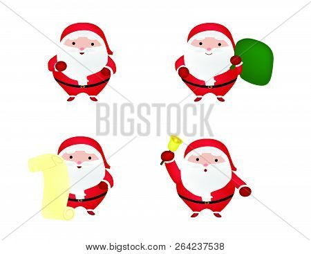 Holiday Season Christmas Four Santa Claus Vectors