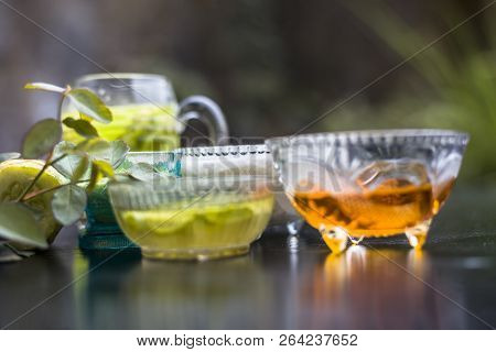 Herbal And Organic Face Pack Of Cucumber,full Fat Curd Or Yogurt,honey And Aloevera Gel On Wooden Su