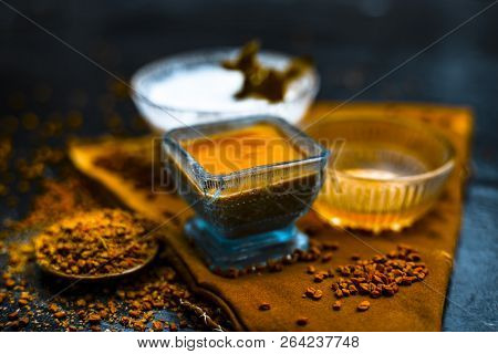 Herbal And Organic Home Remedy For Hair Fall I.e. Egg White Mixed With Curd And Fenugreek Seeeds In