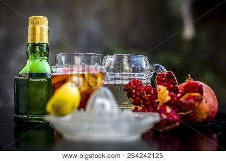 Pamosa Or Pomosa Drink Or Classic Mimosa Drink In A Transparent Glass With Champagne,pomegranate Jui