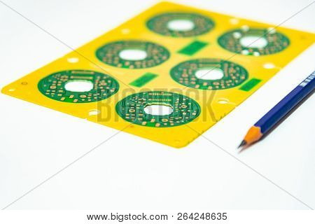 Electronic Product Design Concept,printed Circuit Board(pcb) Include Pencil 2B With Isolated White B