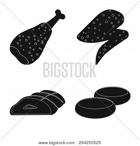 Vector Illustration Of Meat And Ham Symbol. Collection Of Meat And Cooking Stock Symbol For Web.