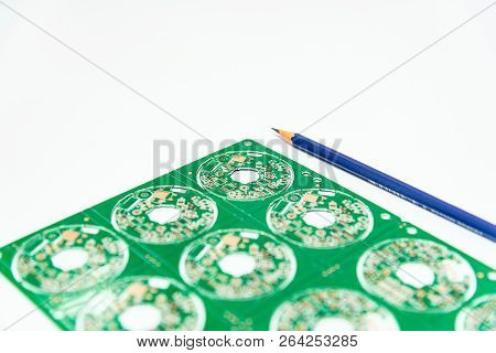 Electronic Product Design Concept,printed Circuit Board(pcb) Include Pencil 2B With Isolated White B
