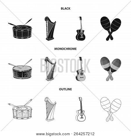 Vector Illustration Of Music And Tune Icon. Set Of Music And Tool Stock Vector Illustration.