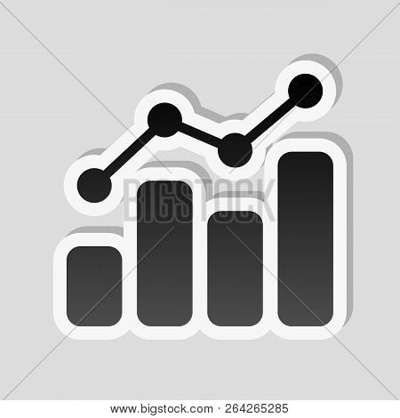 Finance Grapgic, Grow. Sticker Style With White Border And Simple Shadow On Gray Background