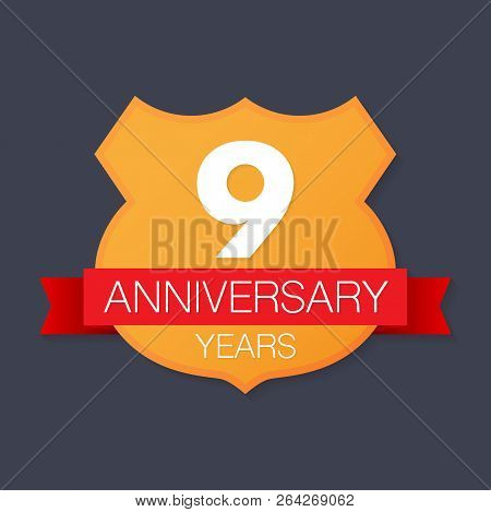 9 Years Anniversary Emblem. Anniversary Icon Or Label. 9 Years Celebration And Congratulation Design