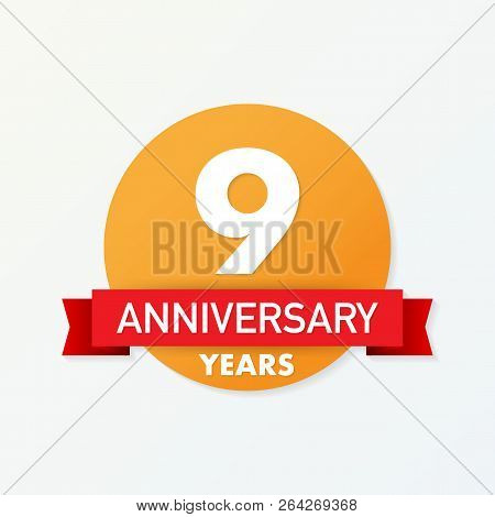 9 Years Anniversary Emblem. Anniversary Icon Or Label. 9 Years Celebration And Congratulation Design