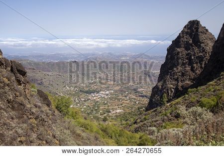 Gran Canaria, View Over Valsequillo Municipality From The Top Of Ravine Barranco De Pasadera