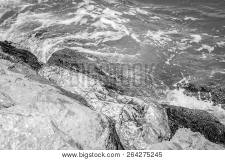 Jebha Island And Waves And Rocks