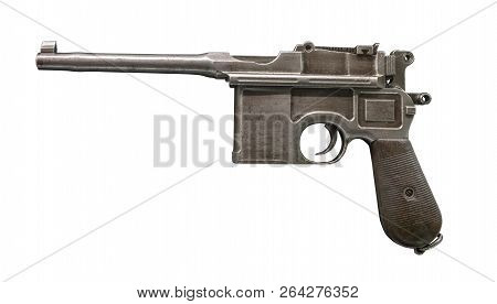 German Semi-automatic Pistol Mauser Isolated On White