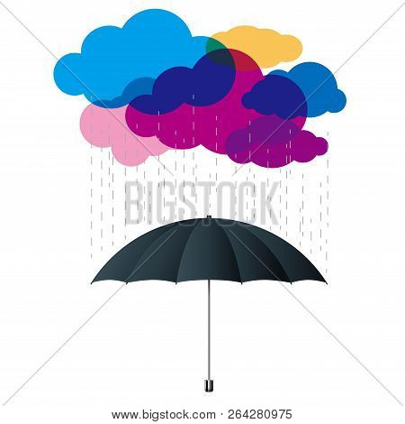 Cloud Computing Concept Design. Clouds And Umbrellas.