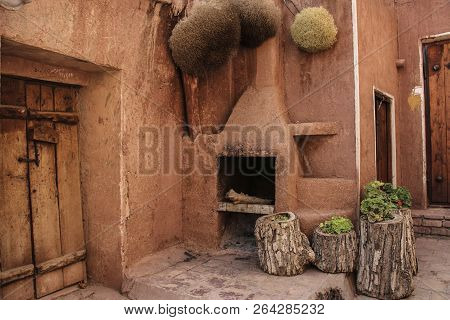 Mountain Village Abyaneh With Characteristic Red Houses In Central Part Of Iran. Unesco World Herita