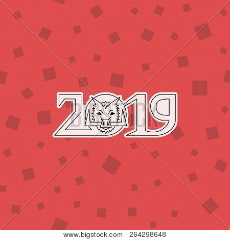 Postcard For The New Year Of The Wild Boar Vector Illustration