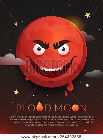Blood Moon Poster, Lunar Eclipse July 27 2018, Astronomical Phenomenon.