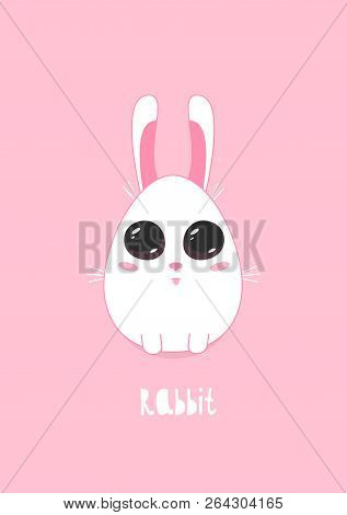 Vector Illustration Of A Cute Rabbit On A Pink Background