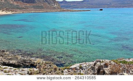 View Of Gramvoussa Island, Former Haunt Of Pirates In Crete