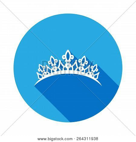 Diadem Icon With Long Shadow. Diadem Element Icon With Long Shadow. Baby Sign, Outline Symbols Colle