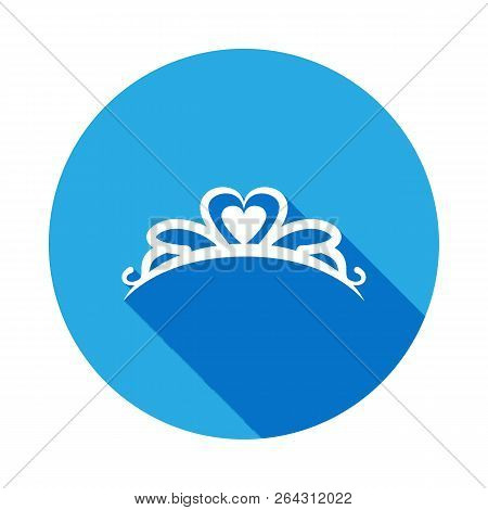 Diadem Icon With Long Shadow. Diadem Element Icon With Long Shadow. Baby Sign, Outline Symbols Colle