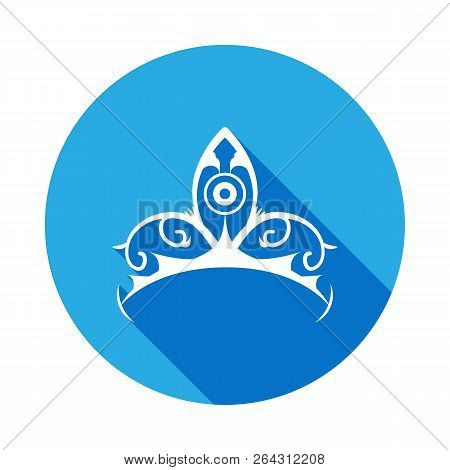 Diadem Icon With Long Shadow. Diadem Element Icon With Long Shadow. Baby Sign, Outline Symbols Colle