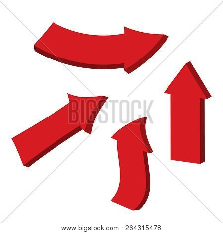 Glossy Red 3d Arrows. Arrow 3d Web Curve Vector