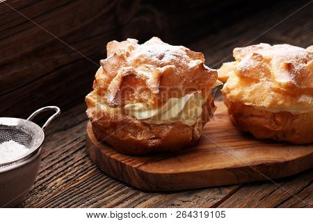 Cream Puffs. Homemade Pastry Cream Puff.