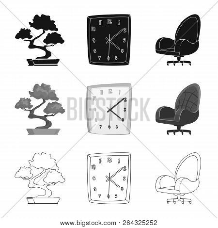 Vector Illustration Of Furniture And Work Logo. Set Of Furniture And Home Stock Vector Illustration.