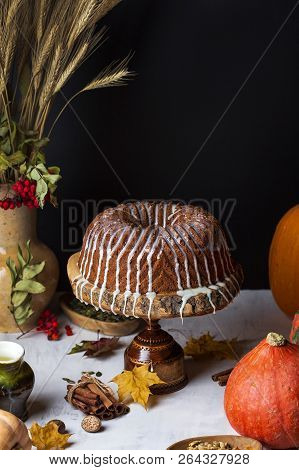 Homemade Pumpkin Bundt Cake With Creamy Frosting