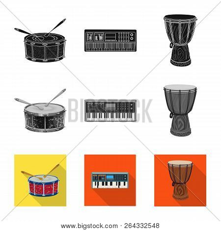 Vector Illustration Of Music And Tune Symbol. Set Of Music And Tool Vector Icon For Stock.