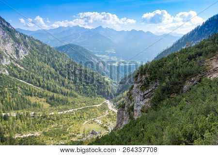 Green Valley With Panorama Of The Alps, Schladming, Austria