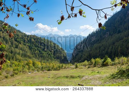 Green Valley With Panorama Of The Alps, Schladming, Austria