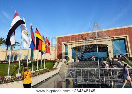 Sharm El Sheikh, Egypt -  November 28: The Entrance Of Rixos Sharm El Sheikh Hotel And Tourists Are 