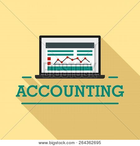 Laptop Accounting Logo. Flat Illustration Of Laptop Accounting Vector Logo For Web Design