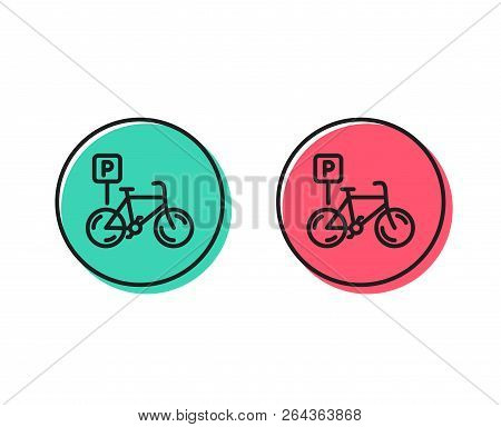 Bicycle Parking Line Icon. Bike Park Sign. Public Transport Place Symbol. Positive And Negative Circ