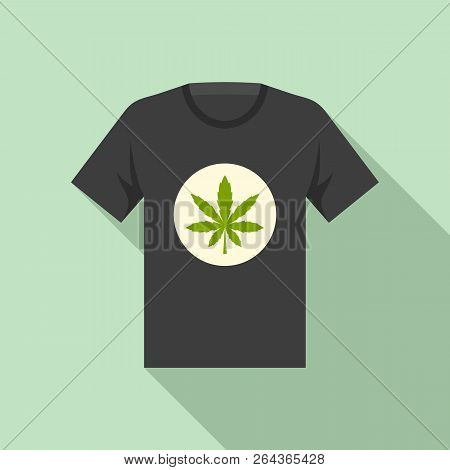 Cannabis Tshirt Icon. Flat Illustration Of Cannabis Tshirt Vector Icon For Web Design