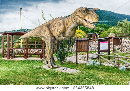 San Marco In Lamis, Italy - June 9: Carnotaurus Dinosaur, Featured In The Dino Park In San Marco In 