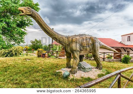 San Marco In Lamis, Italy - June 9: Saltasaurus Dinosaur, Featured In The Dino Park In San Marco In 