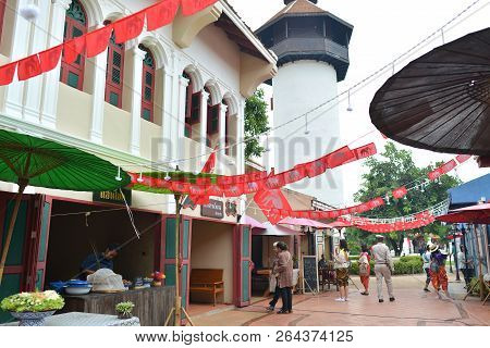 Kanchanaburi - Thailand - Oct 5, 2018: People Visiting Mallika City, Which Is A City Imitates Ancien