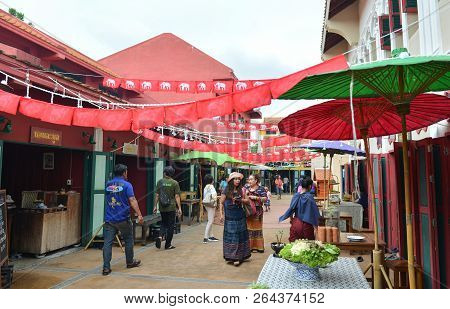 Kanchanaburi - Thailand - Oct 5, 2018: People Visiting Mallika City, Which Is A City Imitates Ancien