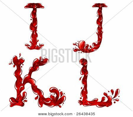 Vector of red letters IJKL